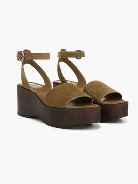 Vince Phillipha Olive Chocolate Platform Leather Women’s Sandal Size 9.5 NIB